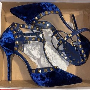 Blue Velvet Studded Heels